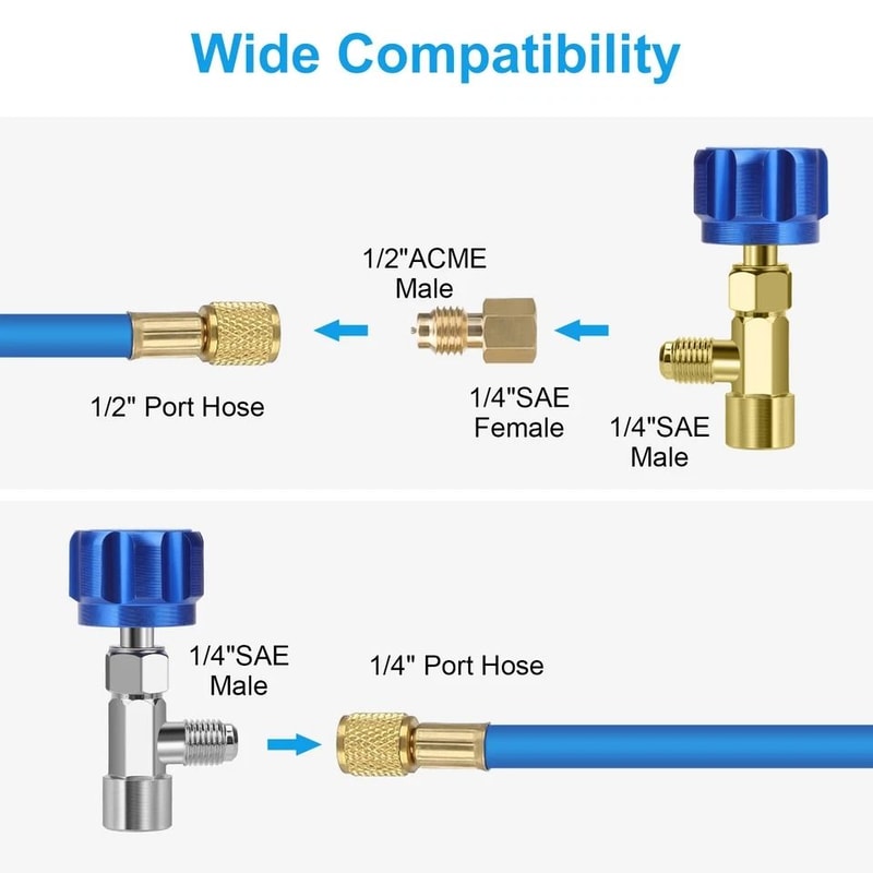 SelfSealing Puncture Can Tap Valve Kit Quick Coupler Adapter Core Remover For Automotive Air Condit 2