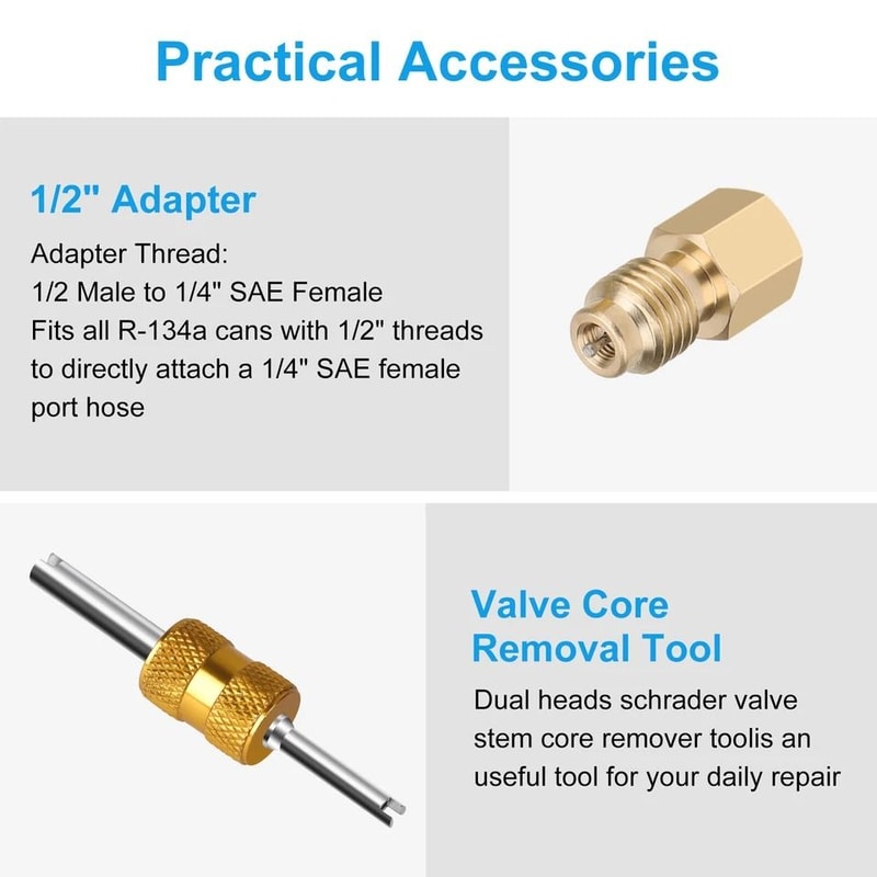 SelfSealing Puncture Can Tap Valve Kit Quick Coupler Adapter Core Remover For Automotive Air Condit 4