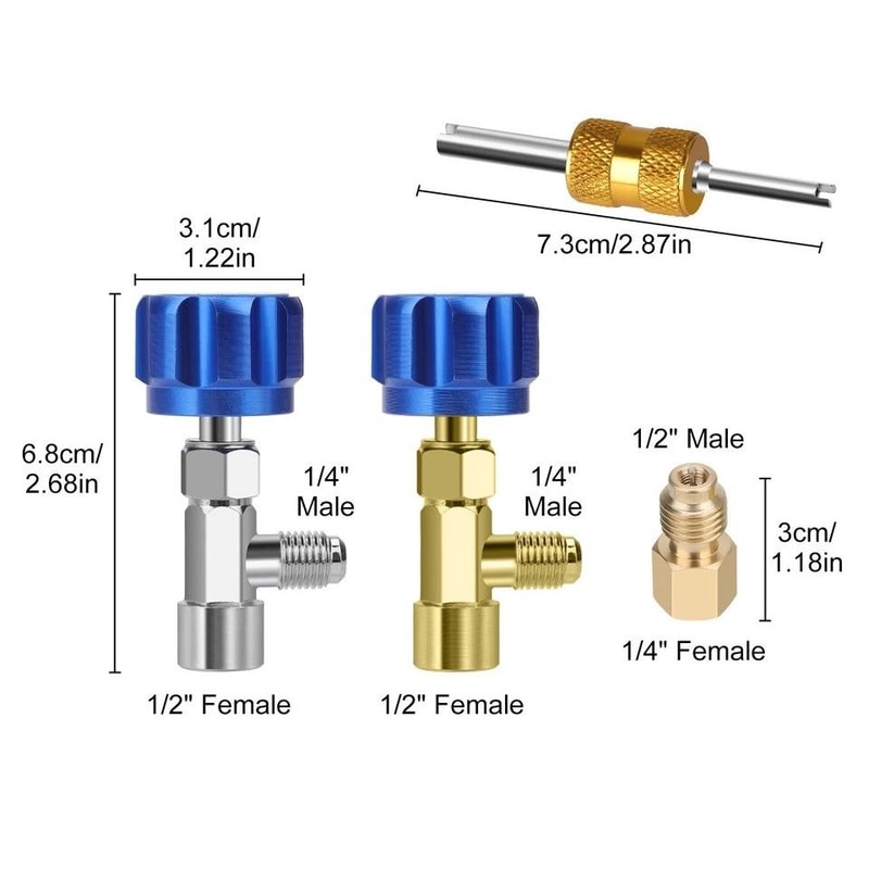 SelfSealing Puncture Can Tap Valve Kit Quick Coupler Adapter Core Remover For Automotive Air Condit 6