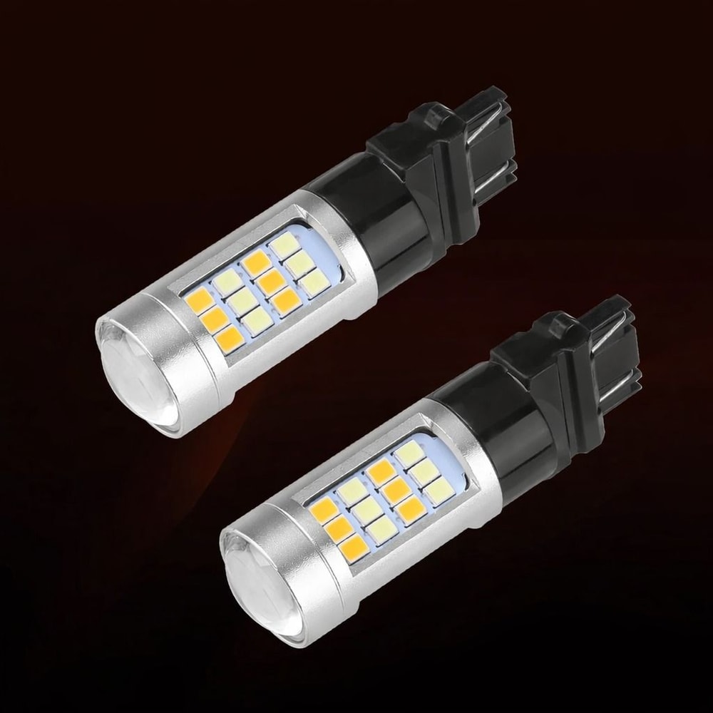 WhiteAmber LED DRL Switchback Bulbs Turn Signal Parking Light ErrorFree 0
