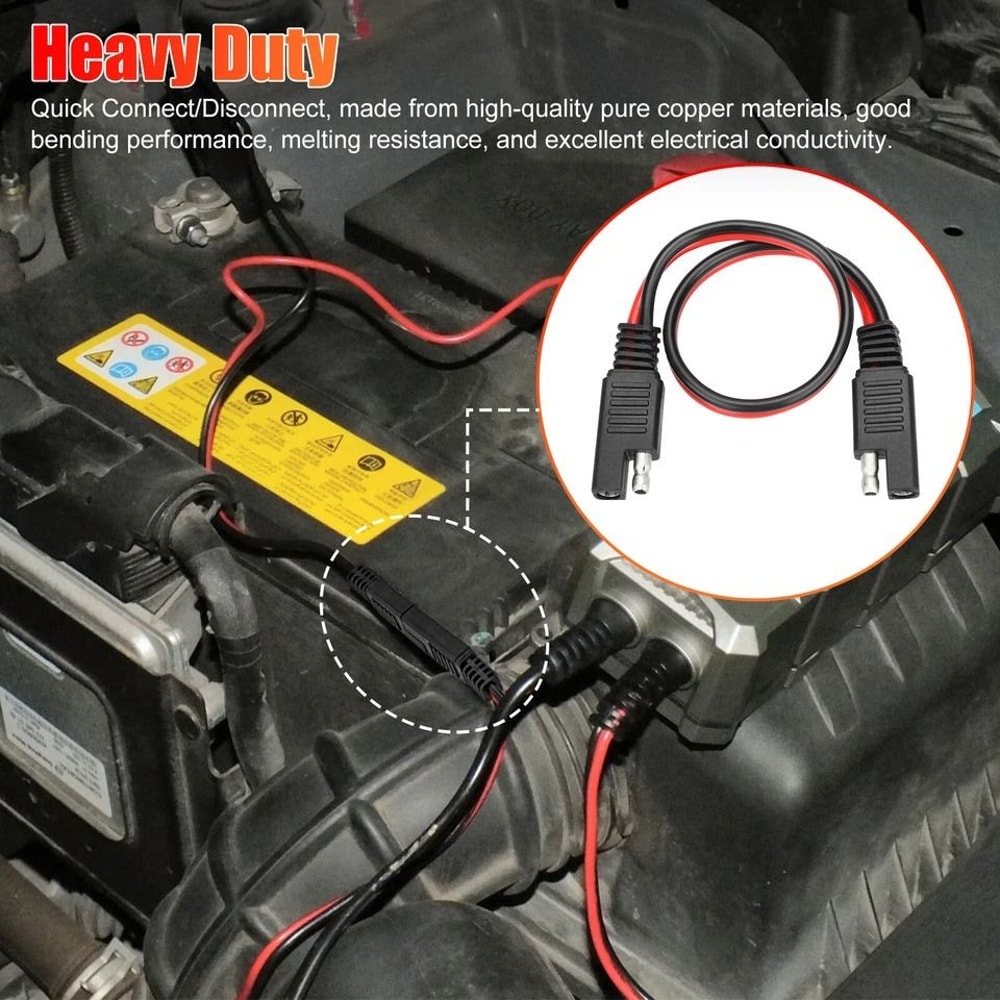 Heavy Duty Polarized Power Cable Connectors Quick Disconnect AWG Red Black SAE Molded For Batterie 1