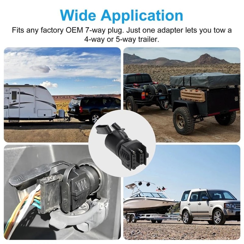 Trailer Adapter Durable Tow Lights Plug Waterproof HeavyDuty Wiring Adapter For RVs ATVs Boats 3