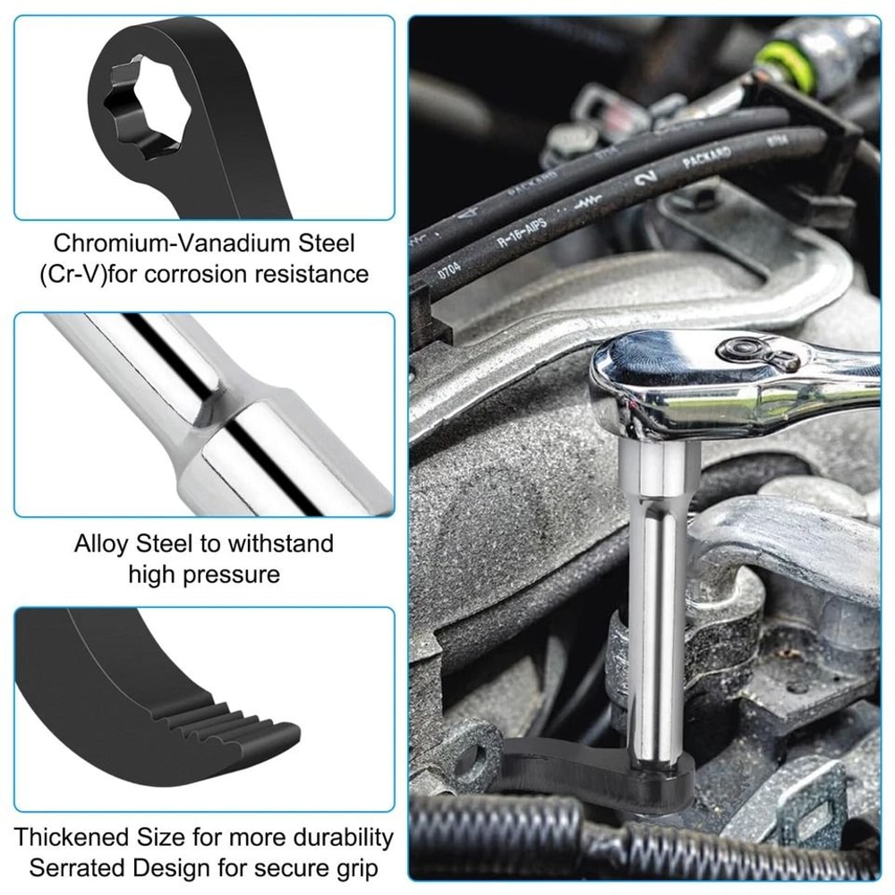 Car Repair Wrench Adapter Kit Extension Bar For Drive HeavyDuty Pry Bar Head NickelChromium Steel 1