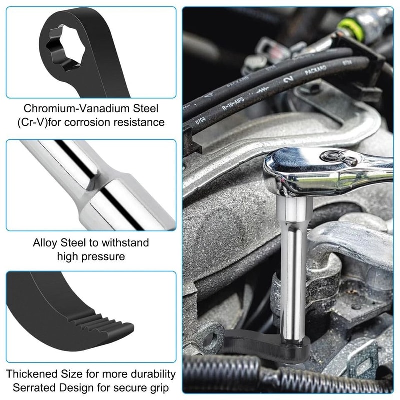 Car Repair Wrench Adapter Kit Extension Bar For Drive HeavyDuty Pry Bar Head NickelChromium Steel 1