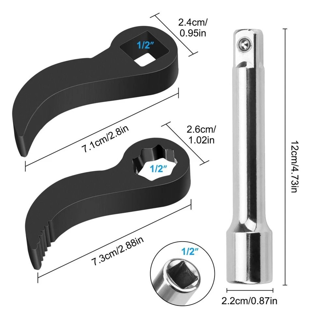 Car Repair Wrench Adapter Kit Extension Bar For Drive HeavyDuty Pry Bar Head NickelChromium Steel 5
