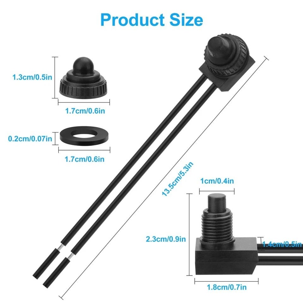 Waterproof Push Button OnOff Switch For Motorcycle Car ATV UTV DC Waterproof Durable With Copper Co