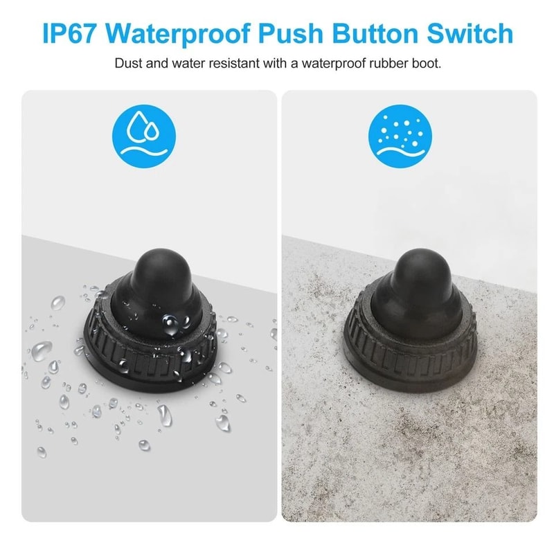 Waterproof Push Button OnOff Switch For Motorcycle Car ATV UTV DC Waterproof Durable With Copper Co
