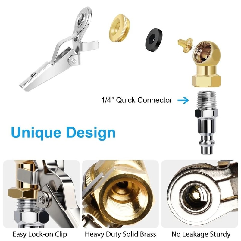 Tire Valve Extension Brass Closed Ball Air Chuck NPT Inflation Tube Universal Adapter For Air Compr