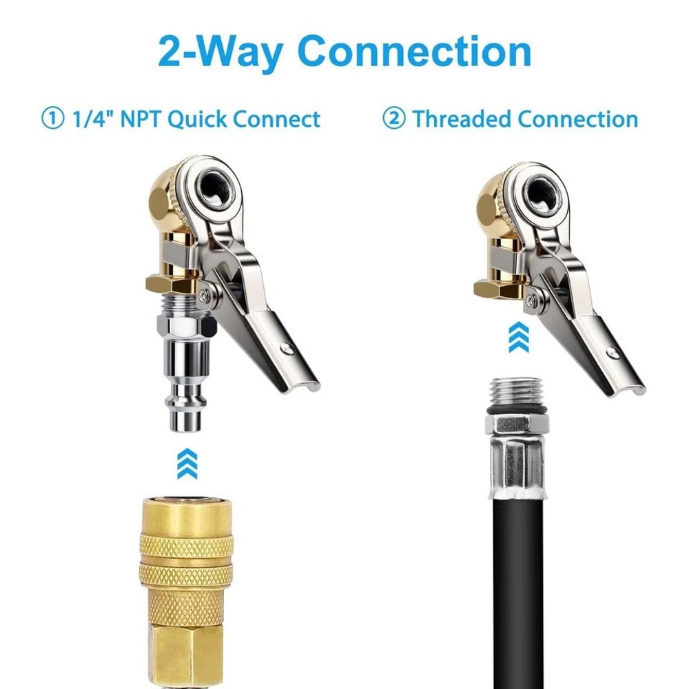Tire Valve Extension Brass Closed Ball Air Chuck NPT Inflation Tube Universal Adapter For Air Compr
