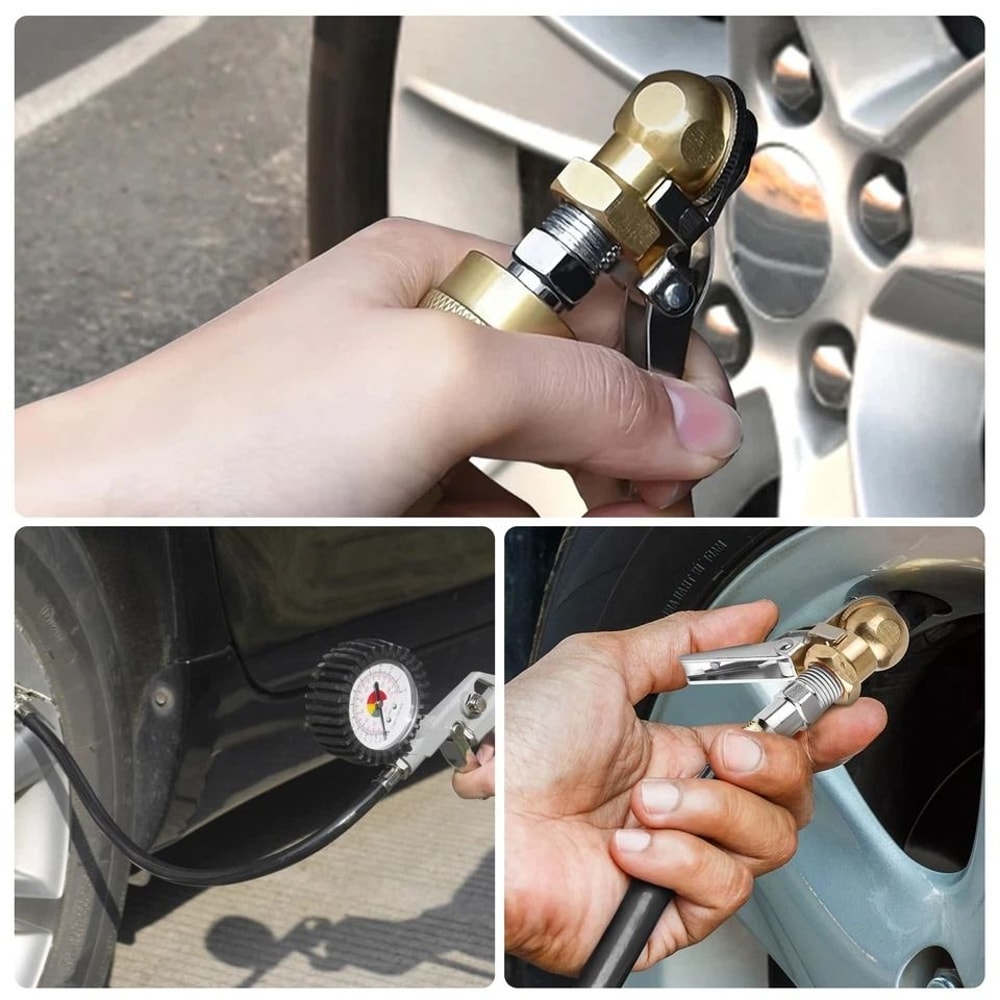 Tire Valve Extension Brass Closed Ball Air Chuck NPT Inflation Tube Universal Adapter For Air Compr