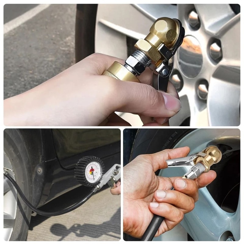 Tire Valve Extension Brass Closed Ball Air Chuck NPT Inflation Tube Universal Adapter For Air Compr