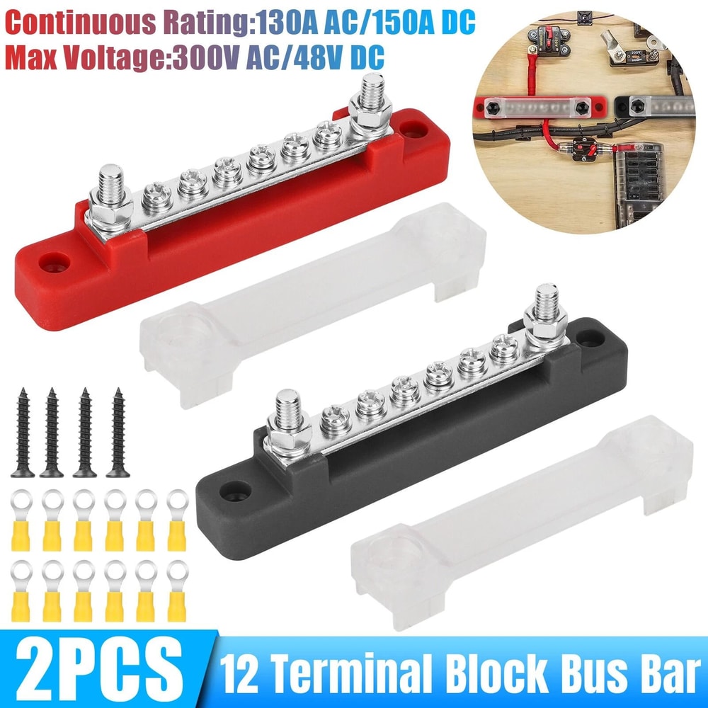 Way Power Distribution Bus Bar Terminal Block Battery Block For Car Boat RV Marine 7