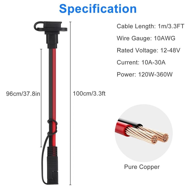 AWG SAE Extension Cord SAE Quick Connector Harness Solar Panel Plug For Battery Charging 2