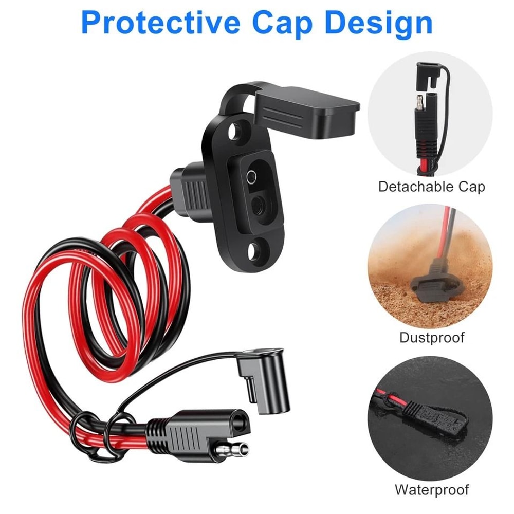 AWG SAE Extension Cord SAE Quick Connector Harness Solar Panel Plug For Battery Charging 5