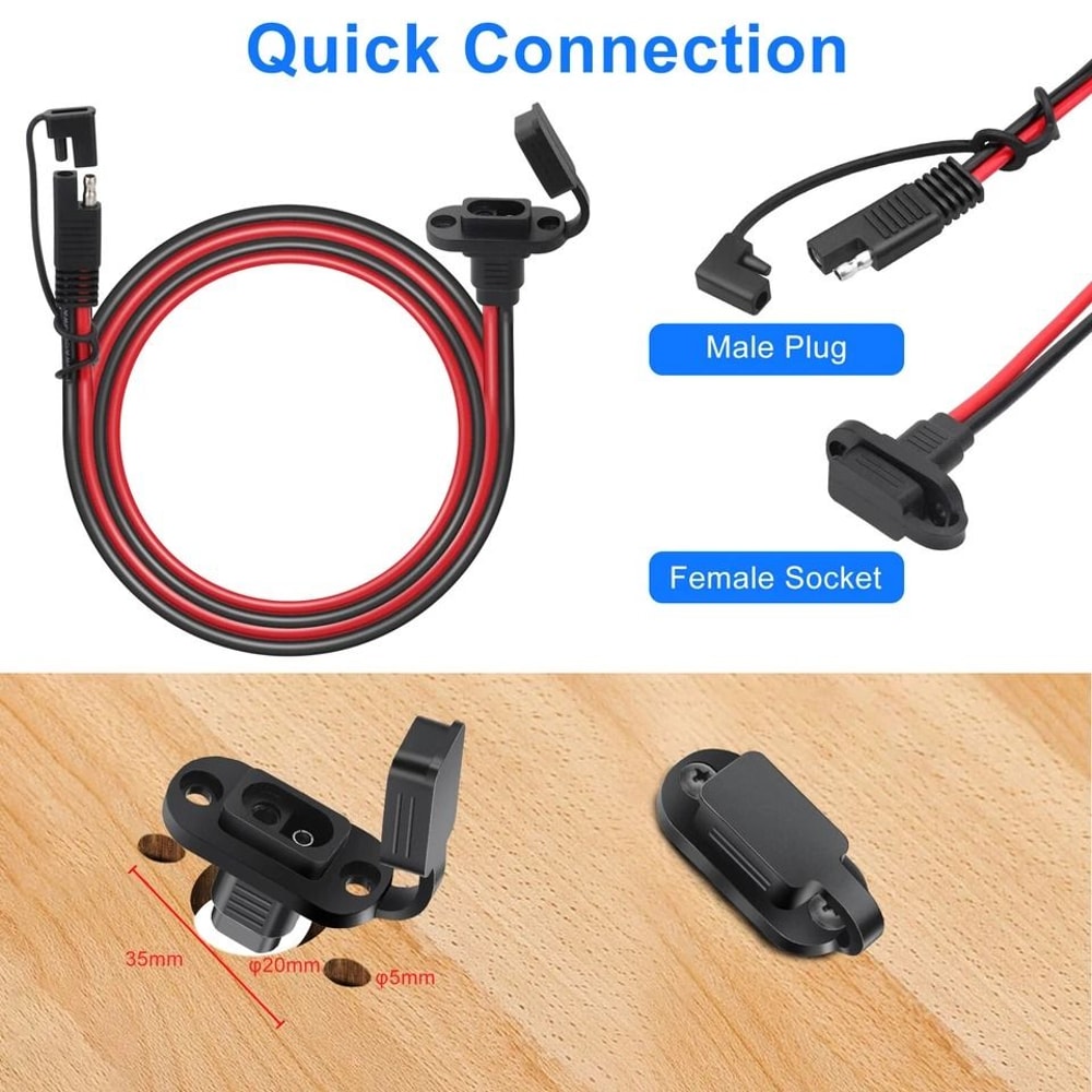 AWG SAE Extension Cord SAE Quick Connector Harness Solar Panel Plug For Battery Charging 6