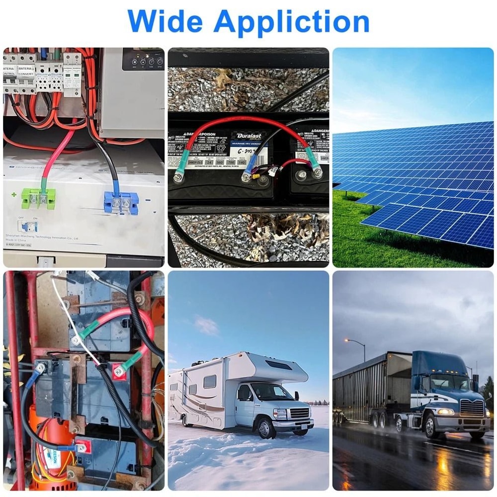 AWG HeavyDuty Battery Cables Kit With TinPlated Copper Terminals And Connectors PVC Insulation 5
