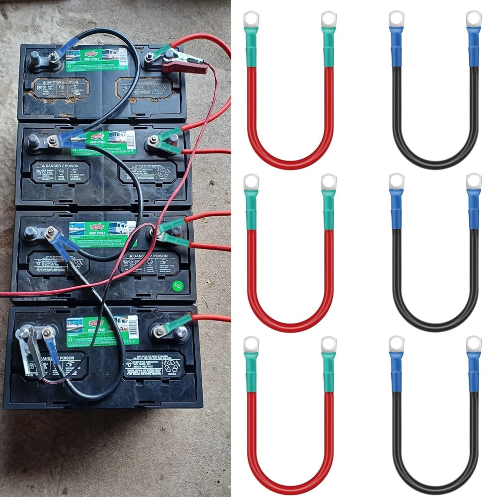 AWG HeavyDuty Battery Cables Kit With TinPlated Copper Terminals And Connectors PVC Insulation 6