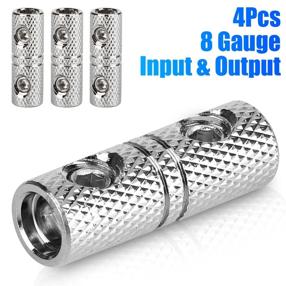 Gauge Wire Coupler Connector Terminal Butt Set Screw Clamping Brass Nickel Plated Ideal For Power D 8