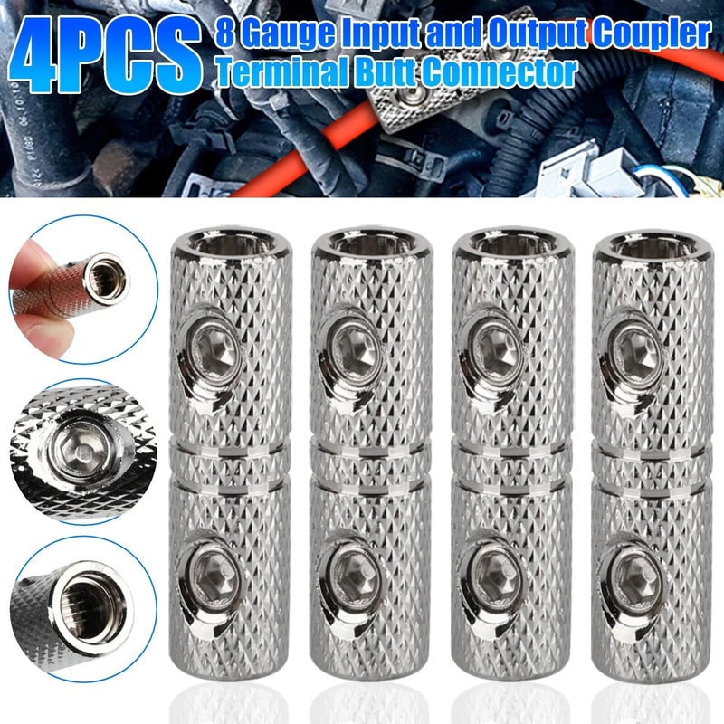 Gauge Wire Coupler Connector Terminal Butt Set Screw Clamping Brass Nickel Plated Ideal For Power D 9