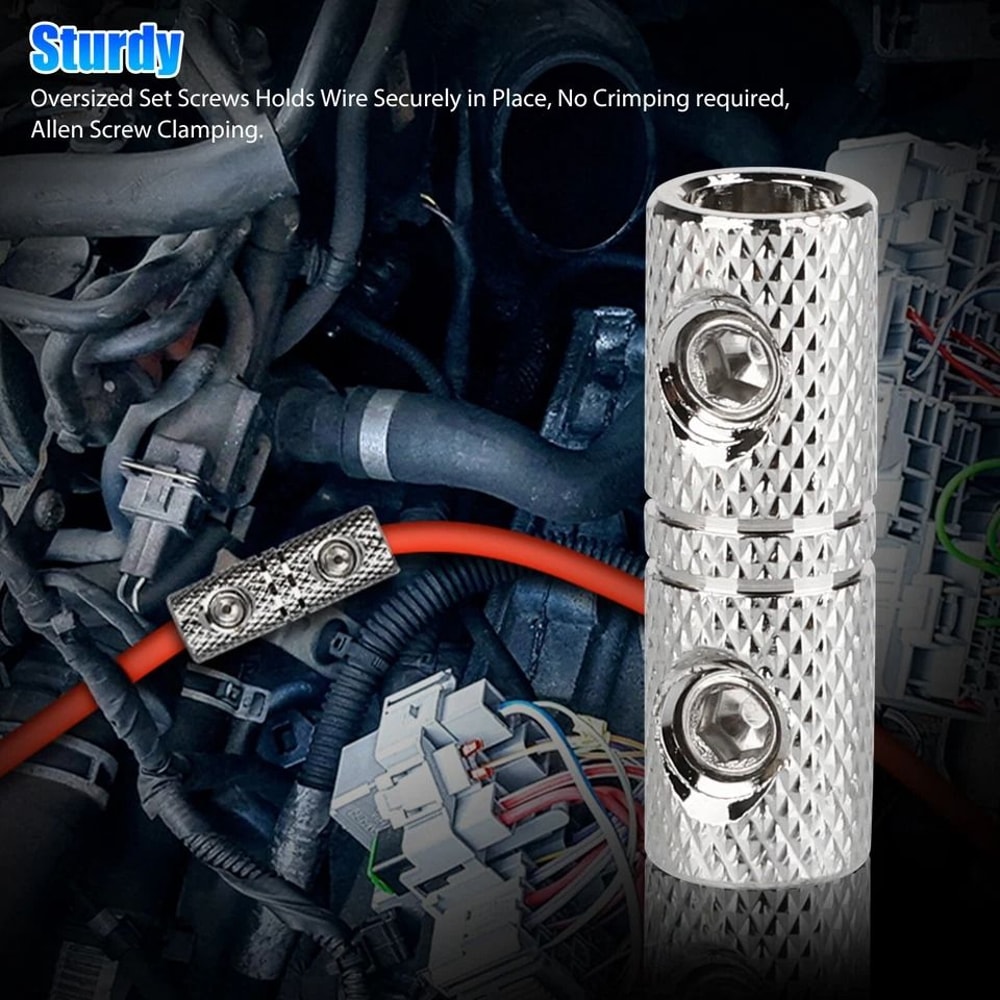 Gauge Wire Coupler Connector Terminal Butt Set Screw Clamping Brass Nickel Plated Ideal For Power D 2