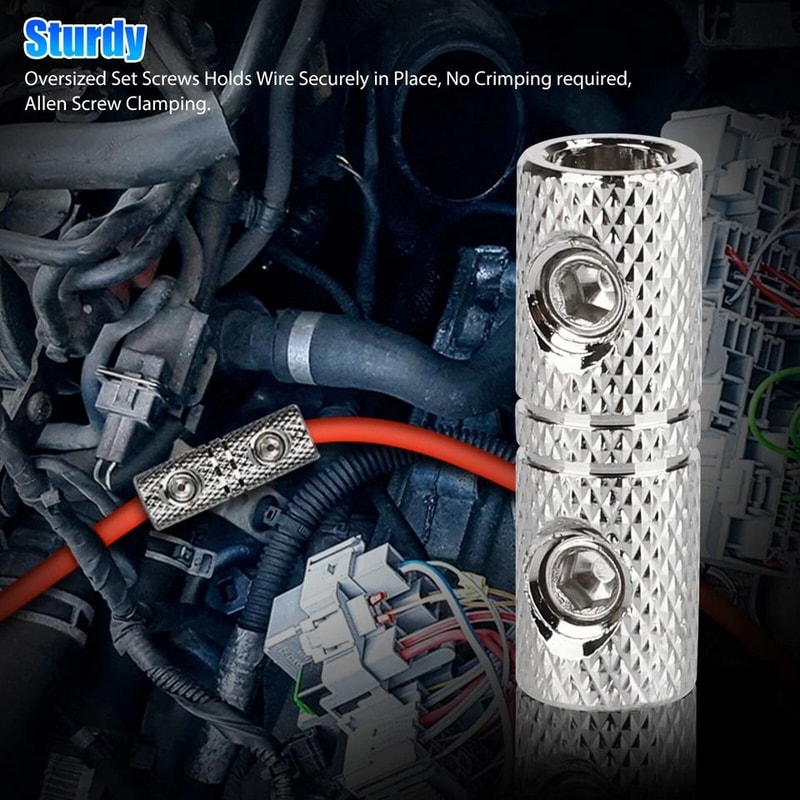 Gauge Wire Coupler Connector Terminal Butt Set Screw Clamping Brass Nickel Plated Ideal For Power D 2