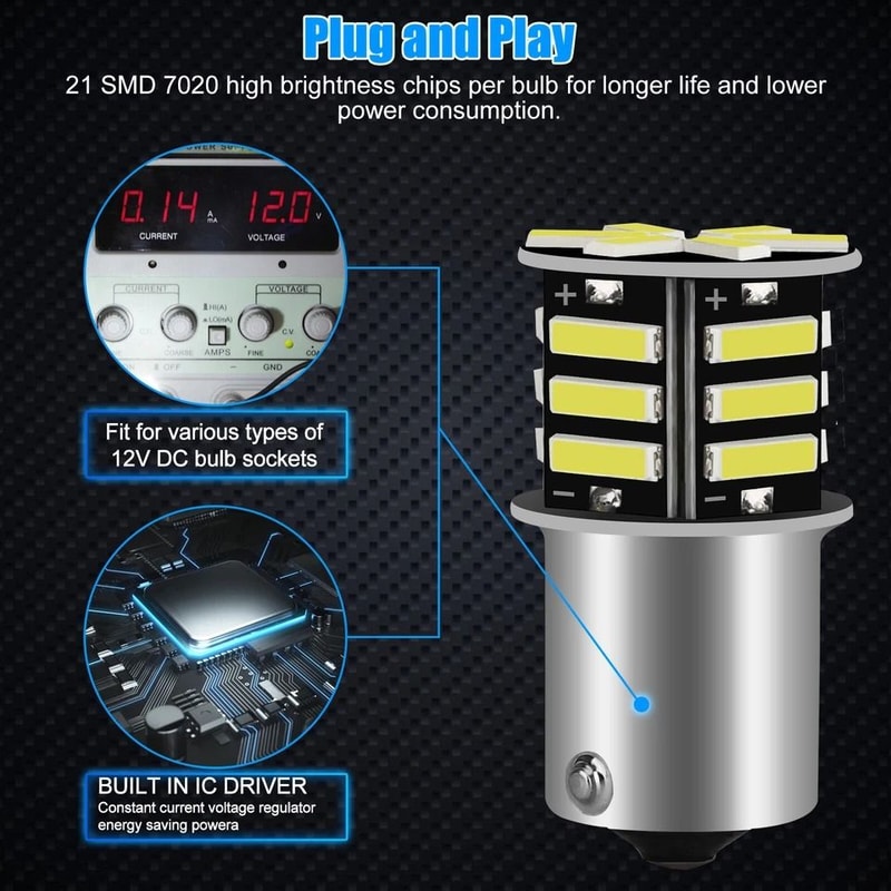 LED Bulbs For RV Camper Trailer Boat Tail Lights Brake SMD Pure White Interior Lighting 2