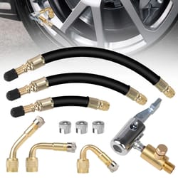 tire valve extension kit with hose & angles, schrader valve adapters for car, bike, rv, trailer