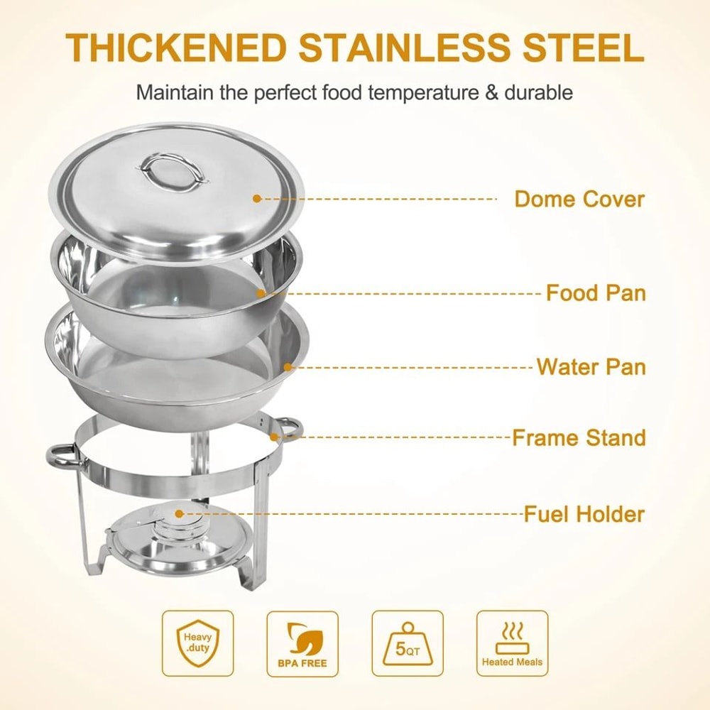 Stainless Steel Quart Chafing Dish Durable Buffet Catering Tray Mirror Finish Alcohol Furnace Perfe 2