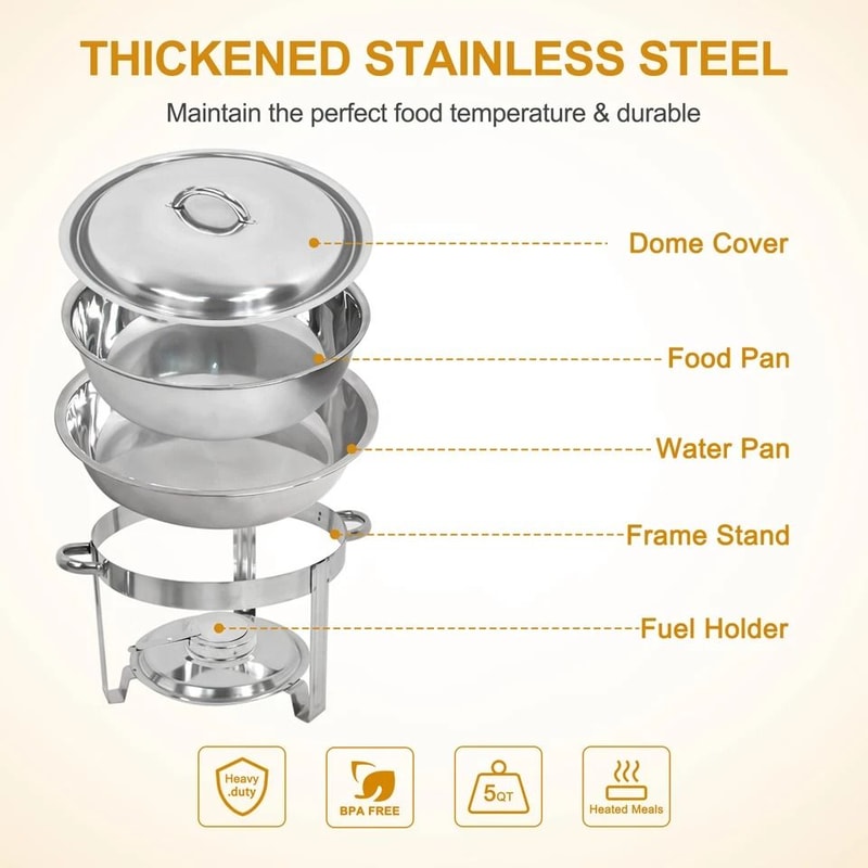 Stainless Steel Quart Chafing Dish Durable Buffet Catering Tray Mirror Finish Alcohol Furnace Perfe 2