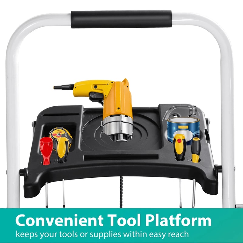 Heavy Duty Step Stool With Tool Tray NonSlip Pedal Handrail Compact Folding Ladder For Household 14