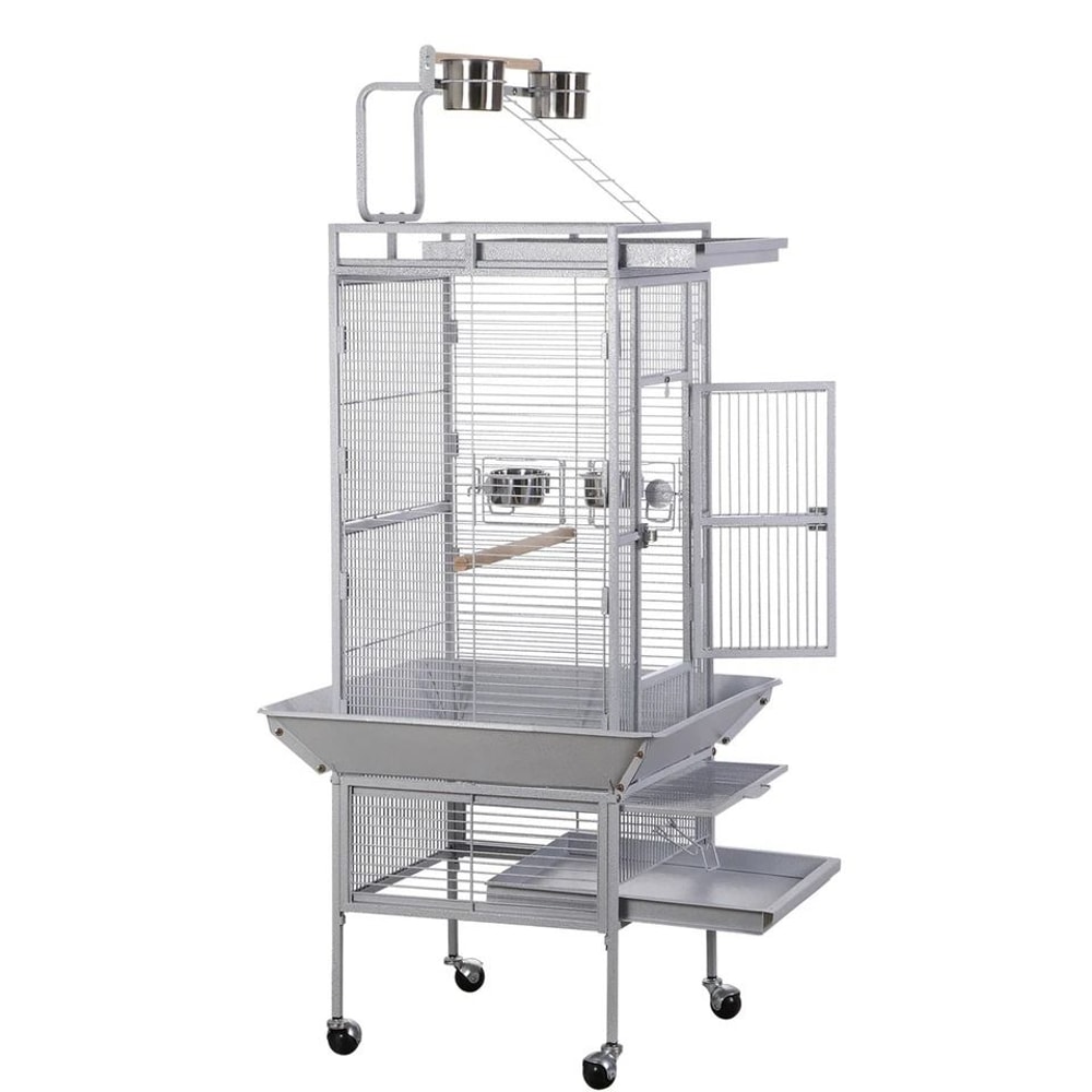 Playtop Parrot Cage Durable NonToxic Coated Steel Spacious Design With Ladder And Perches Removable 12