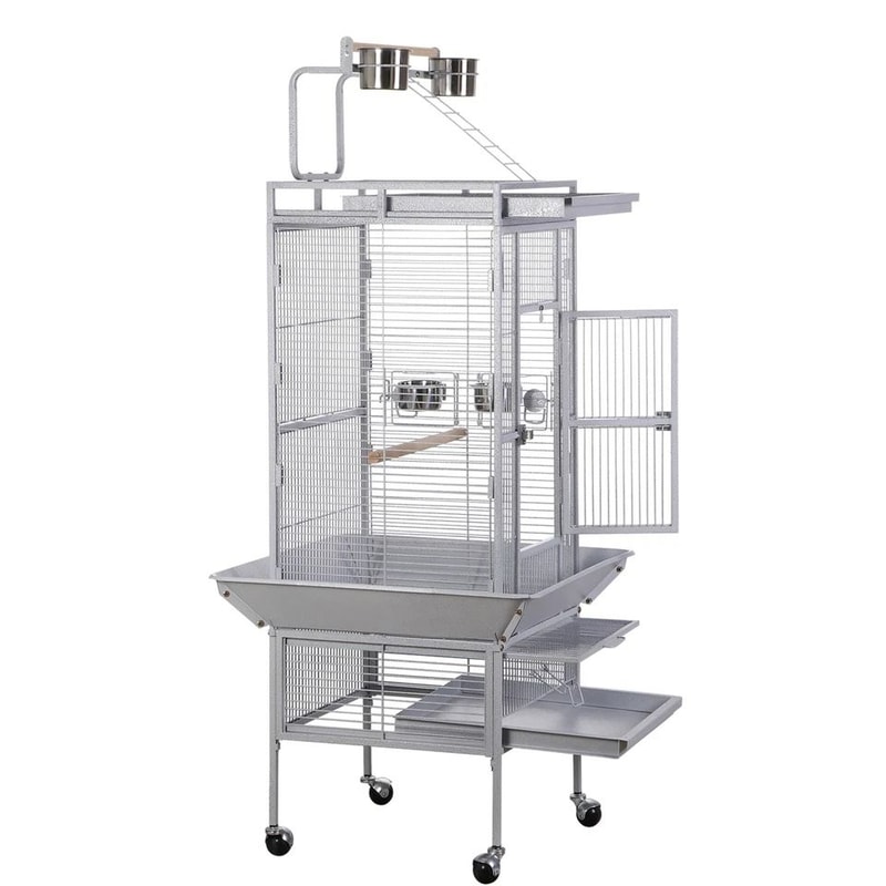 Playtop Parrot Cage Durable NonToxic Coated Steel Spacious Design With Ladder And Perches Removable 12