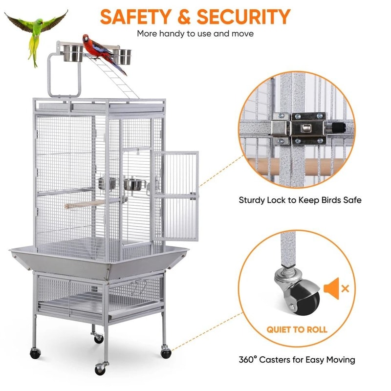 Playtop Parrot Cage Durable NonToxic Coated Steel Spacious Design With Ladder And Perches Removable 4