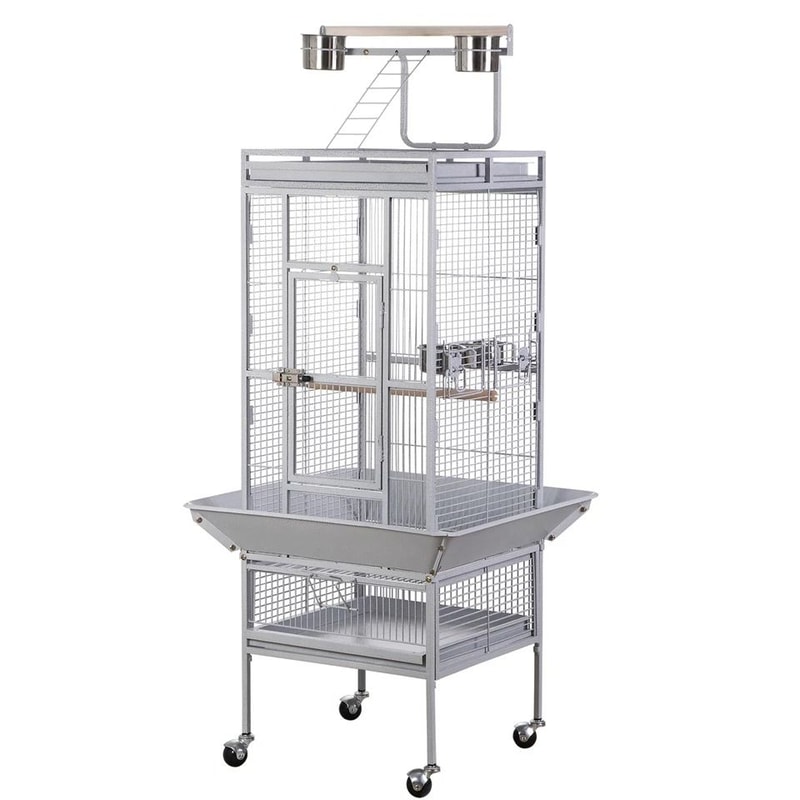 Playtop Parrot Cage Durable NonToxic Coated Steel Spacious Design With Ladder And Perches Removable 8