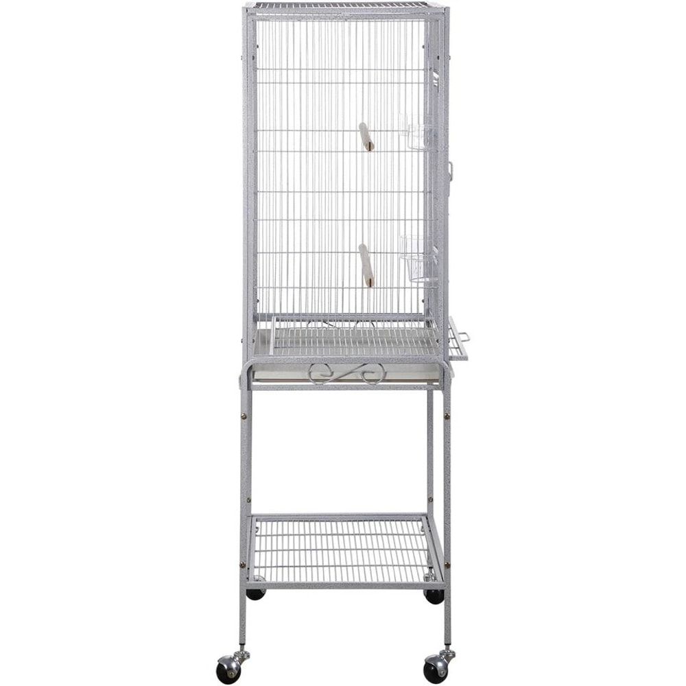 Spacious Parrot Finch Macaw Cage With Feeding Bowls Rollable Stand Removable Tray And Sturdy Metal