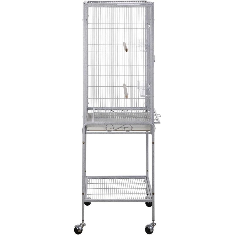 Spacious Parrot Finch Macaw Cage With Feeding Bowls Rollable Stand Removable Tray And Sturdy Metal