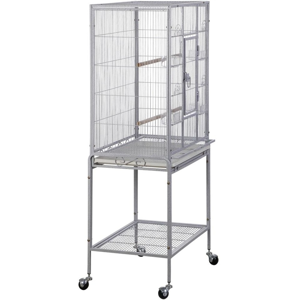 Spacious Parrot Finch Macaw Cage With Feeding Bowls Rollable Stand Removable Tray And Sturdy Metal