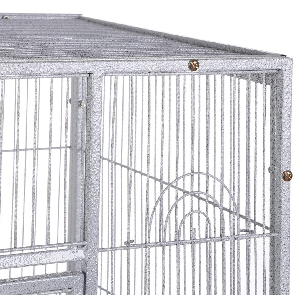 Spacious Parrot Finch Macaw Cage With Feeding Bowls Rollable Stand Removable Tray And Sturdy Metal