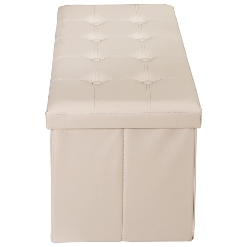 Faux Leather Storage Ottoman Folding Bench Footrest Lid For Bedroom Living Room Entryway Large Capa 8