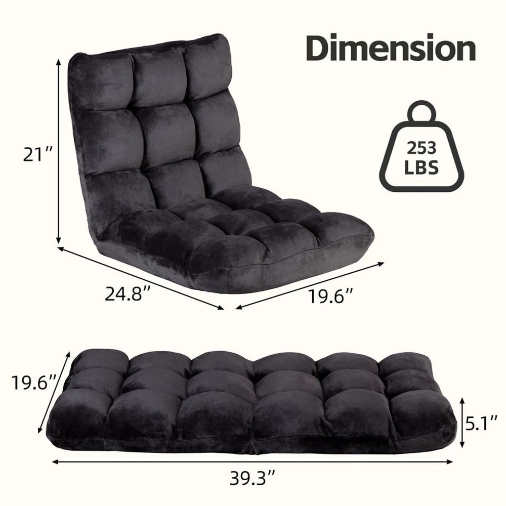 Adjustable Folding Floor Gaming Chair Black Lounger Sofa Recliner Bed Couch Lazy Seat For Comfortab 1