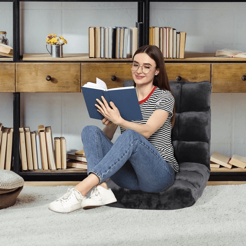 Adjustable Folding Floor Gaming Chair Black Lounger Sofa Recliner Bed Couch Lazy Seat For Comfortab 5