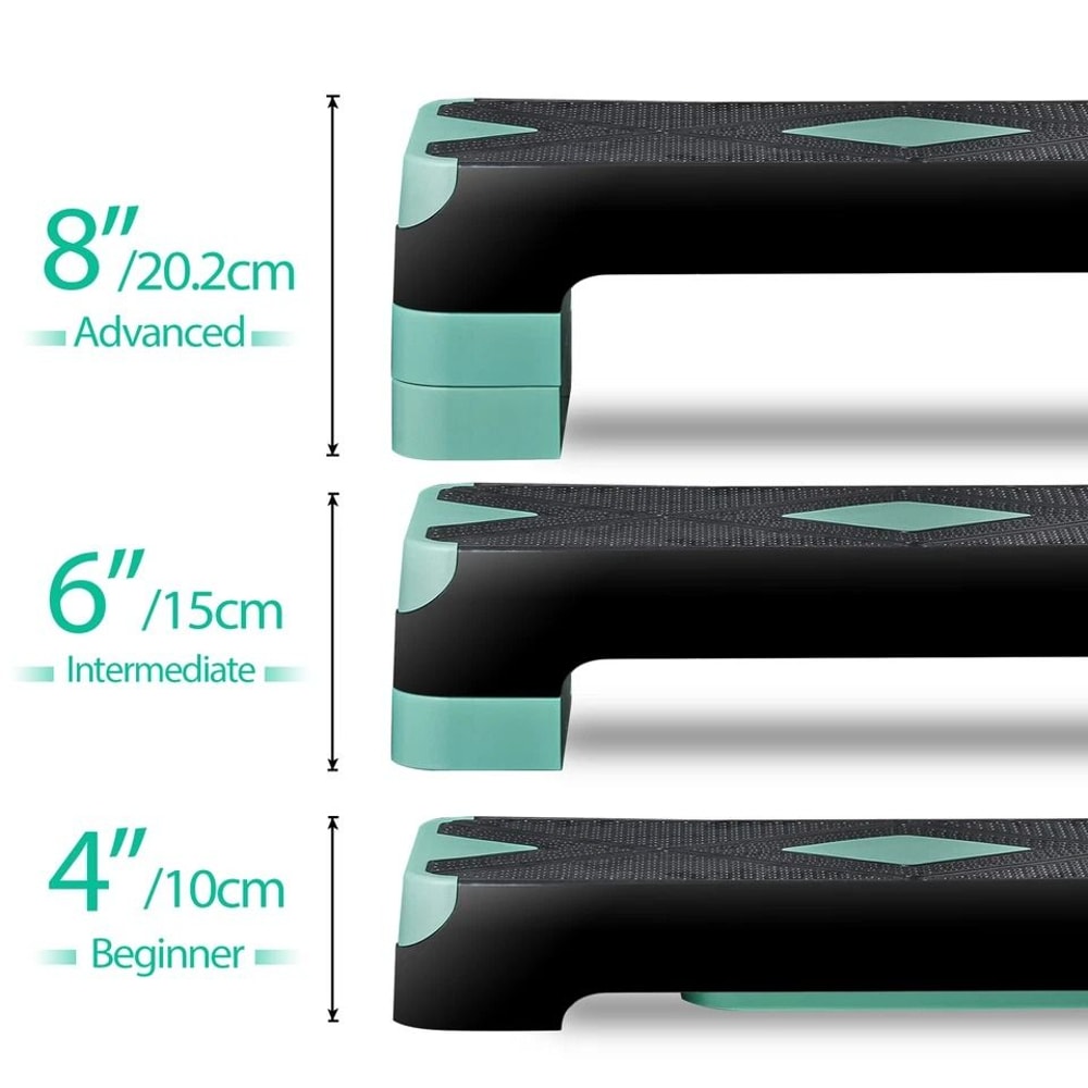 Adjustable Height Aerobic Step Platform With Risers NonSlip Stepper For Gym Muscle Exercise Toning 3