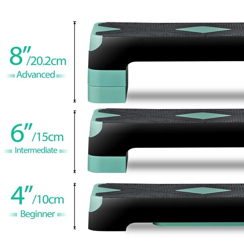 Adjustable Height Aerobic Step Platform With Risers NonSlip Stepper For Gym Muscle Exercise Toning 3