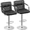 Adjustable Bar Stools With Back And Arms PU Leather Chairs For Kitchen Dining Office 10