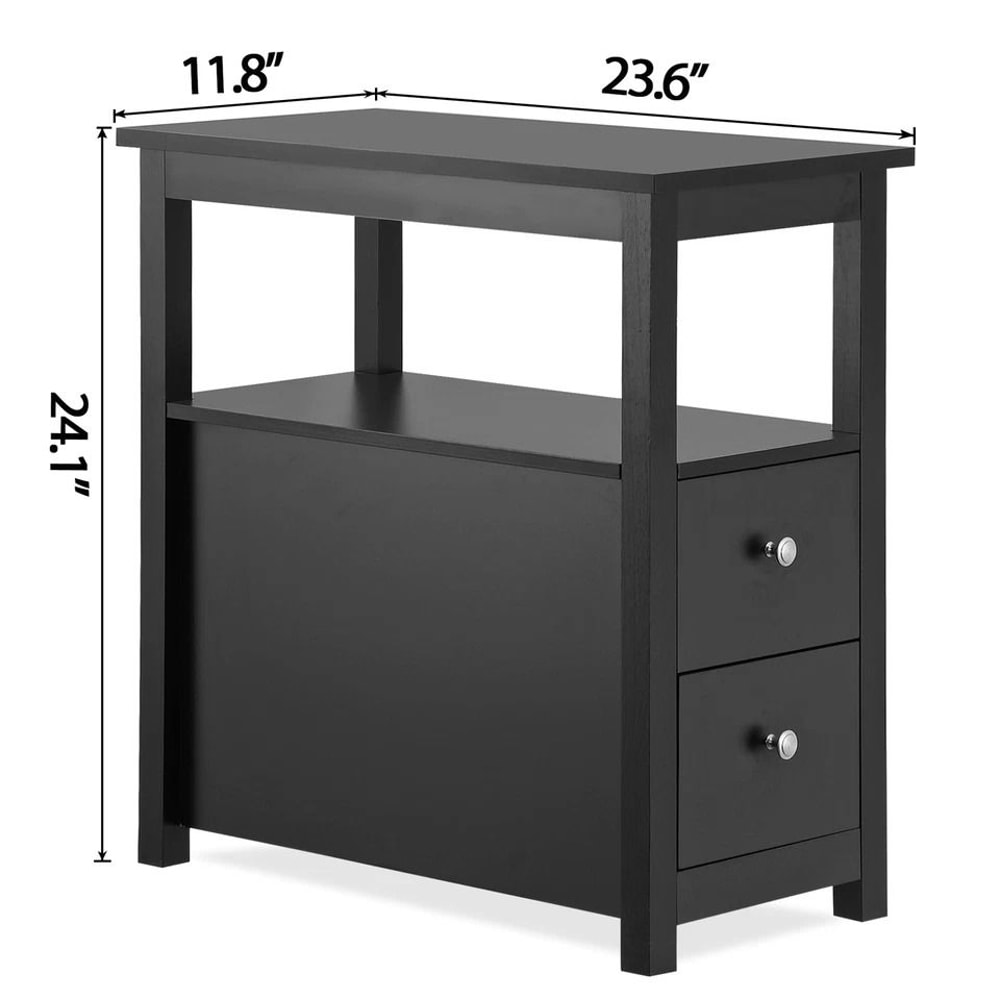 Narrow Sofa Side Table With Drawer End Table For Bedroom And Living Room SpaceSaving Organizer 2