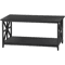 Black Coffee Table With Storage Shelf Industrial Style CrossShaped Metal Legs Spacious And Durable 9