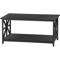 Black Coffee Table With Storage Shelf Industrial Style CrossShaped Metal Legs Spacious And Durable 9