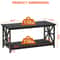 Black Coffee Table With Storage Shelf Industrial Style CrossShaped Metal Legs Spacious And Durable 1