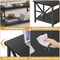 Black Coffee Table With Storage Shelf Industrial Style CrossShaped Metal Legs Spacious And Durable 3
