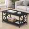 Black Coffee Table With Storage Shelf Industrial Style CrossShaped Metal Legs Spacious And Durable 6